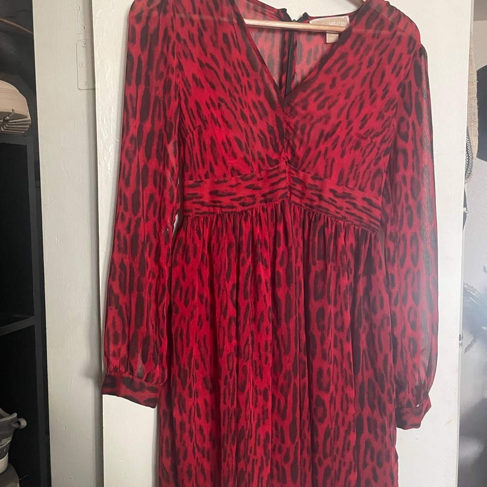 MICHAEL KORS Leopard Print Georgette Dress